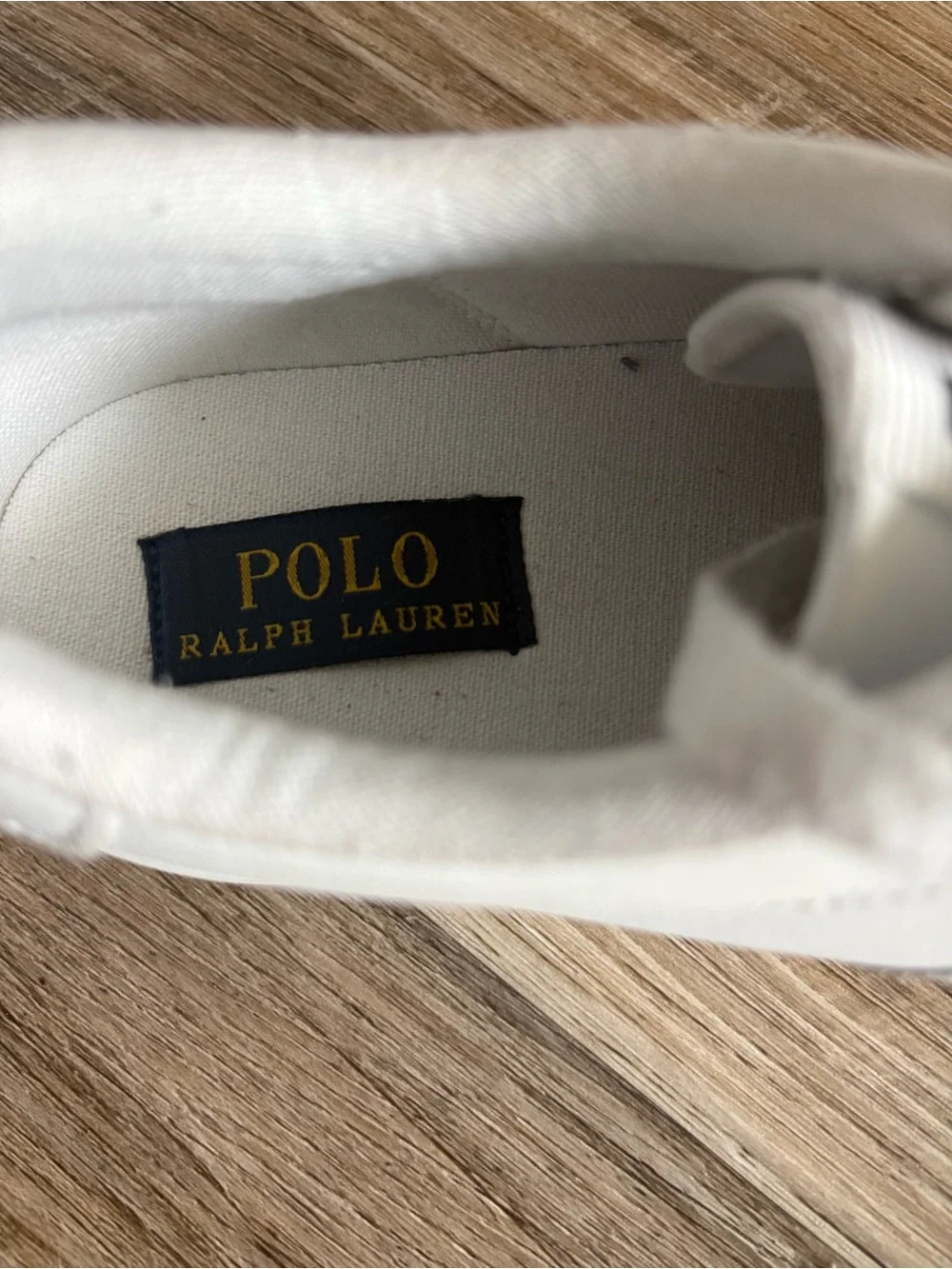 Ralph Lauren Cream Canvas Low-Top Sneakers with Navy Polo Logo